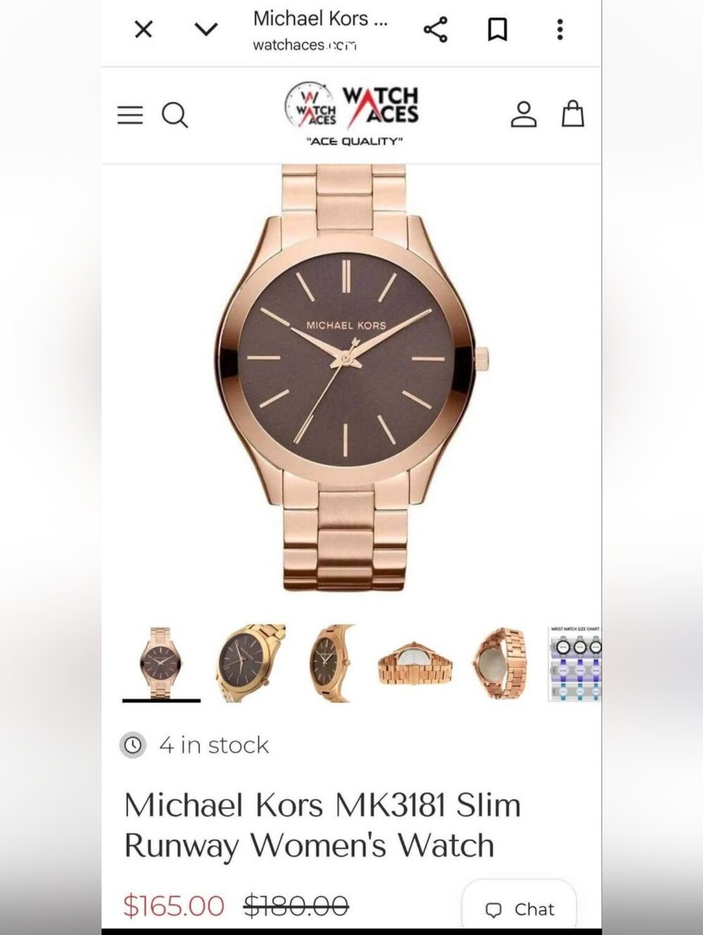 Michael Kors Rose Gold Tone Watch with Brown Dial MK 3181
